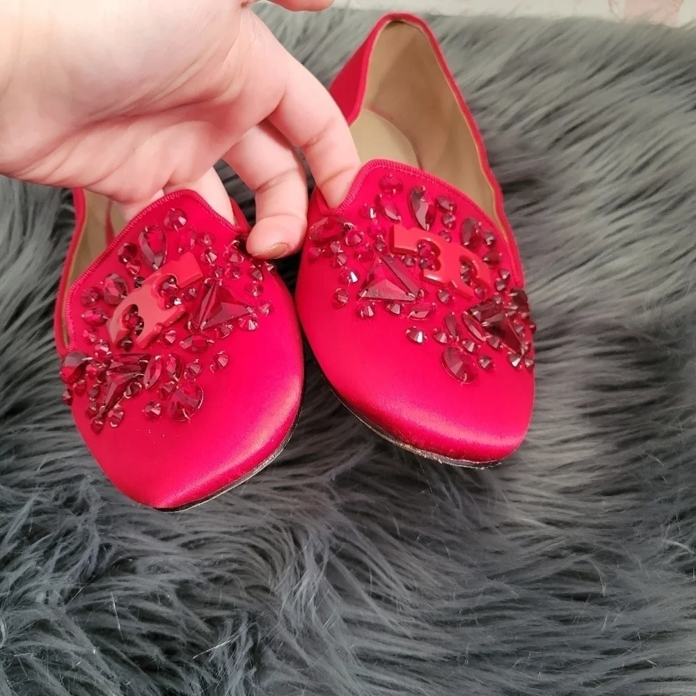 Tory Burch Delphine Embellished Crystal Almond Toe Loafers